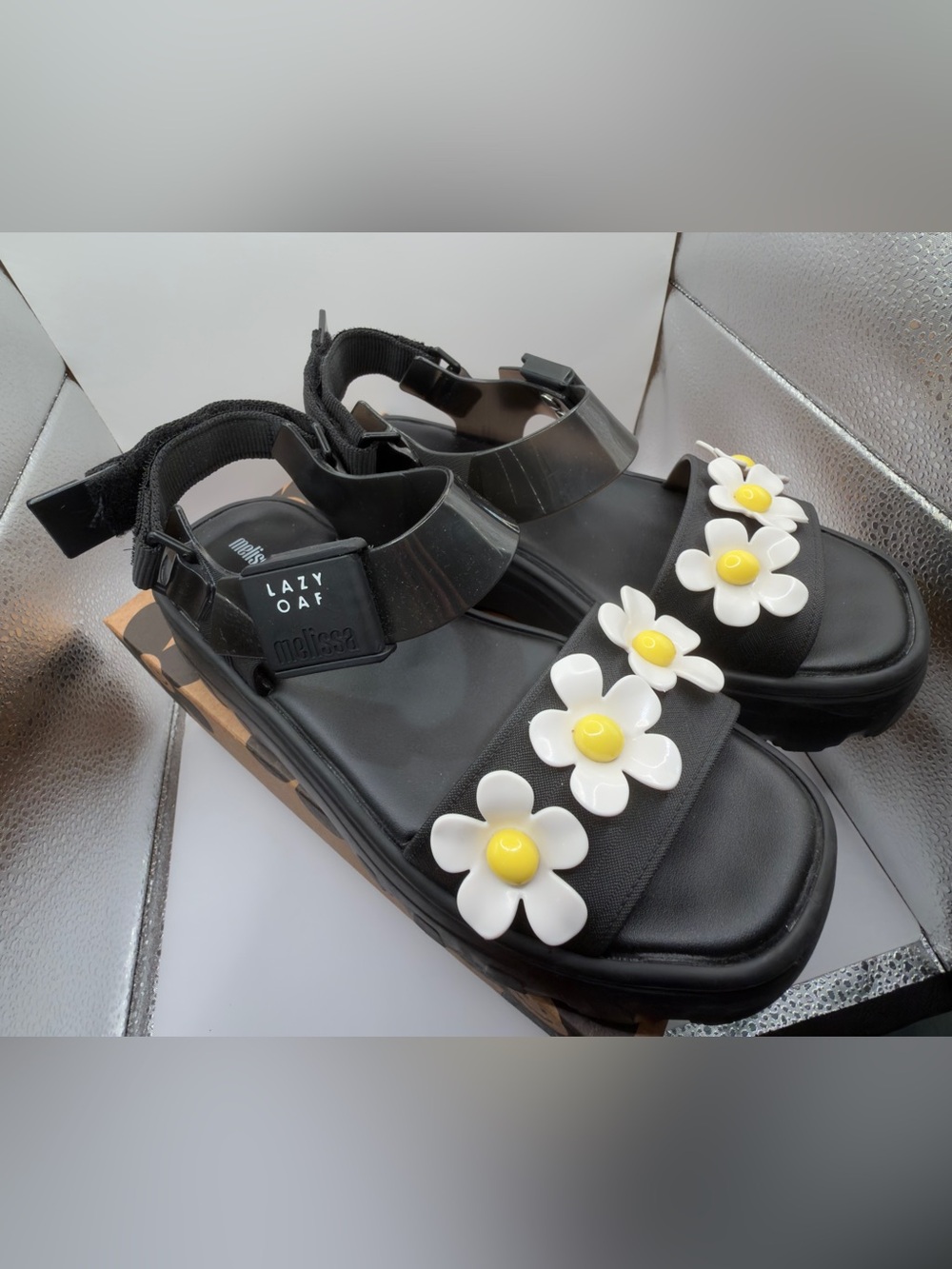 Lazy Oaf x Melissa Black Daisy Sandals Sz 9